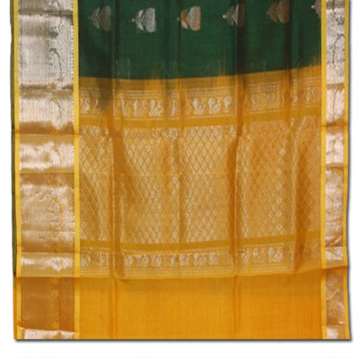 "Dark green colour Venkatagiri Seiko saree HSNM-55 - Click here to View more details about this Product